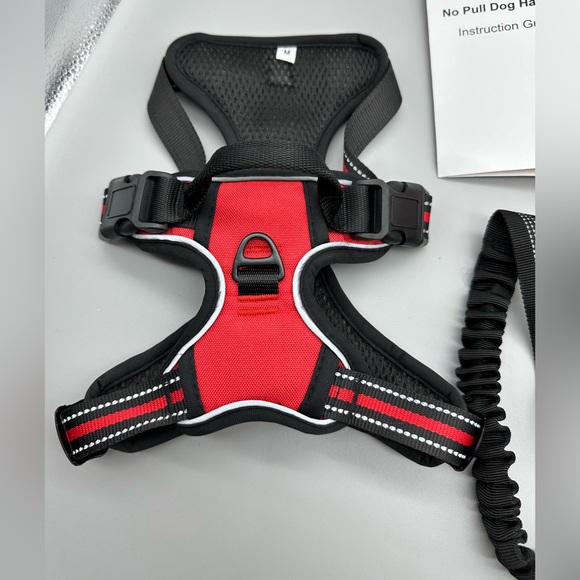 Dog No Pull Harness and Leash Set Black w Red Size Med - Picture 3 of 7